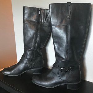 Bandolino Women's Black Leather Riding Boots
